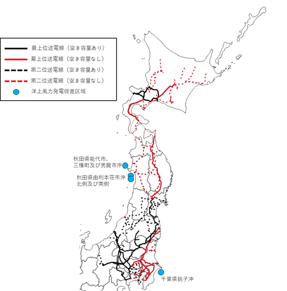 図1　今回のシミュレ－ションで用いた東日本の上位系統送電網
